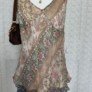 Y2k silk floral beaded top